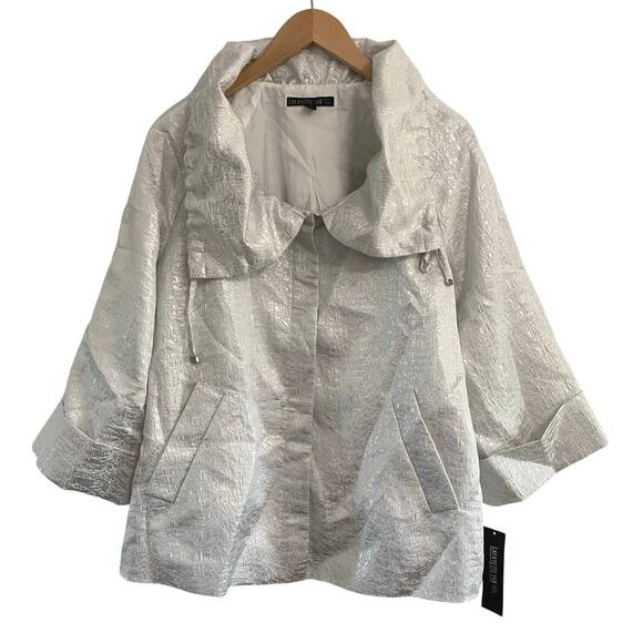 Lafayette 148 Metallic Ruffle Zip Dress Jacket Plus Size 14 New Formal Business - Picture 1 of 12